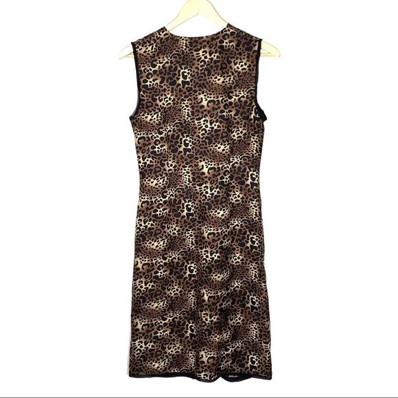 BCBGMaxazria 100% silk animal print sleeveless knee length shift dress size XS - Picture 7 of 7
